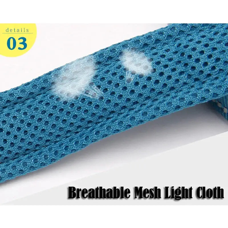 Teal-colored breathable mesh fabric with visible perforations and two lighter patches.