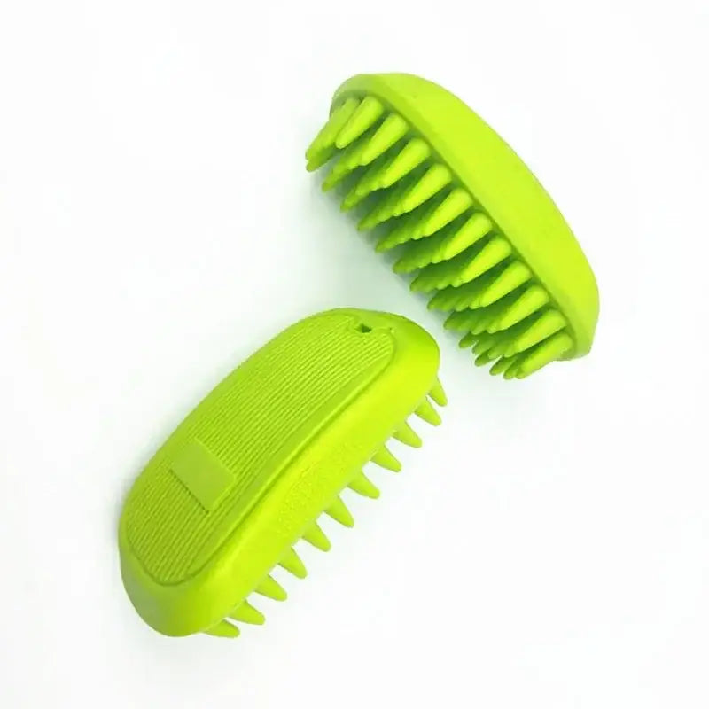 Bright green plastic hair combs with wide-spaced teeth.