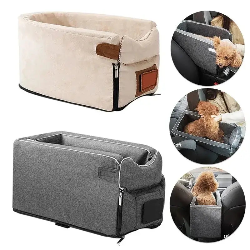 Pet car seat or booster for small dogs.