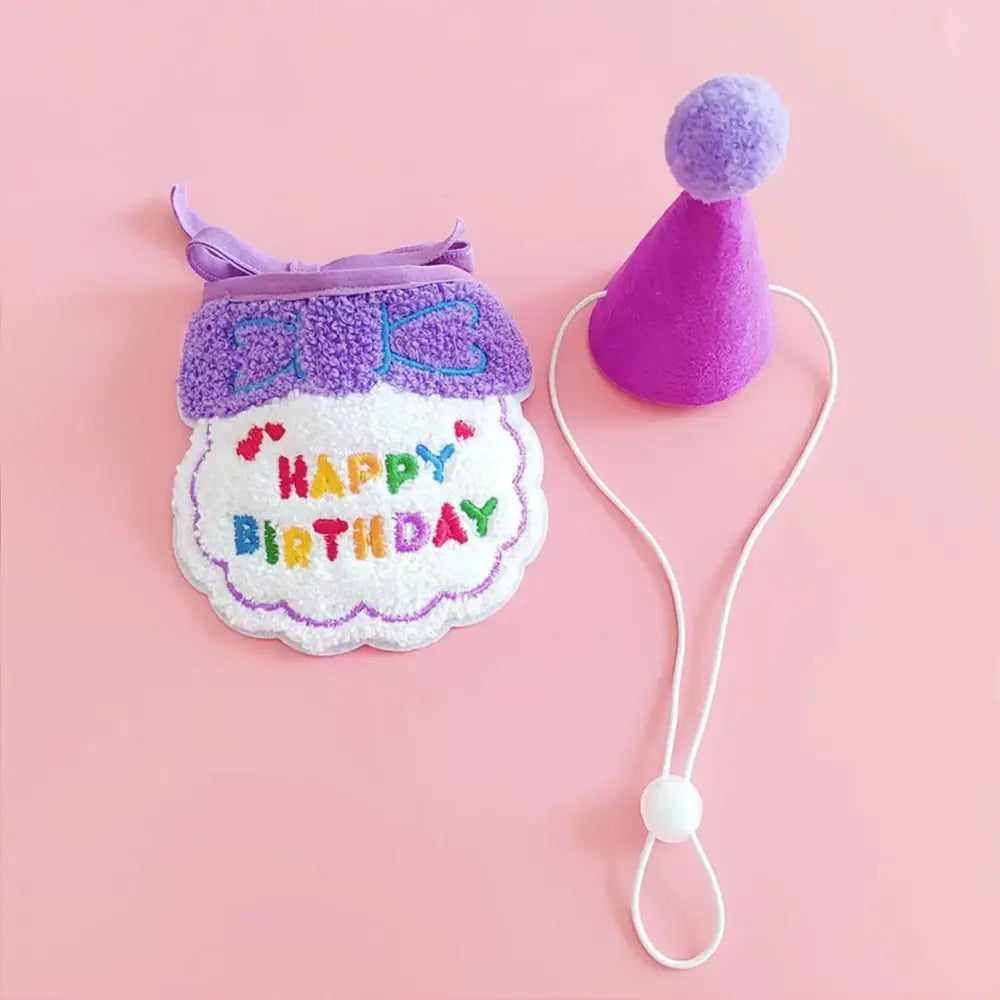 Colorful ’Happy Birthday’ patch or badge with a purple decorative top.