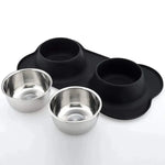 Dog Food and Water Bowl Set with Bone Mat - Vignette | DoggyElite