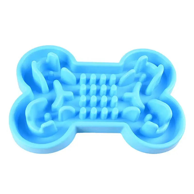 Blue silicone dog treat mold shaped like a bone.