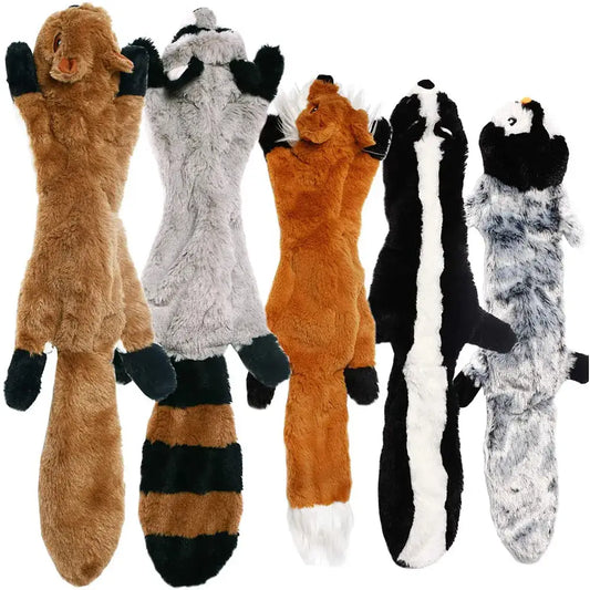 Collection of stuffed animal toys shaped like various woodland creatures.