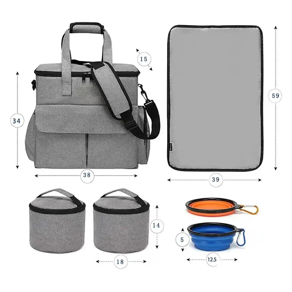 Insulated cooler bag with multiple compartments and accessories.