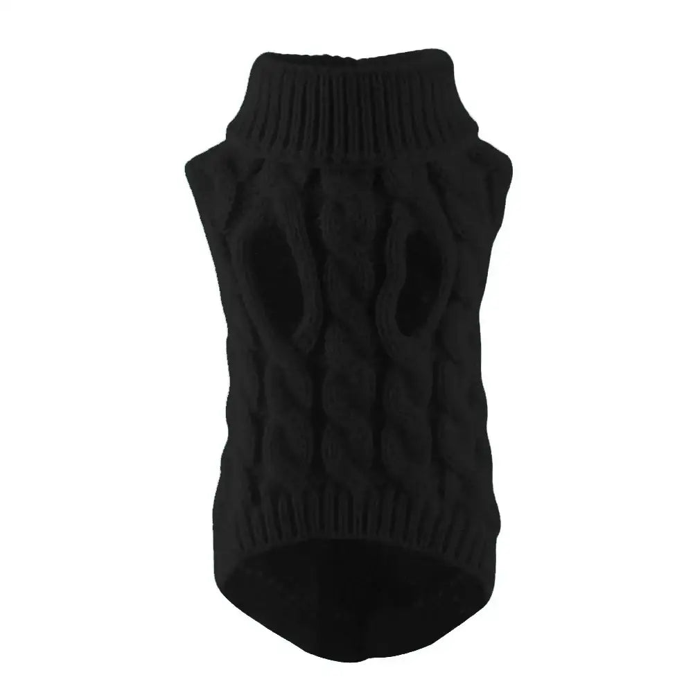 Black knitted turtleneck sweater vest.