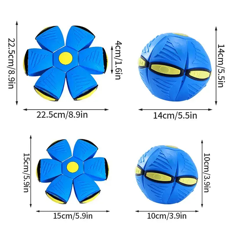 Transforming ball toy that opens into a flower shape when thrown.