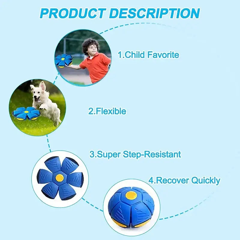 Blue flower-shaped flying disc toy with a yellow center.