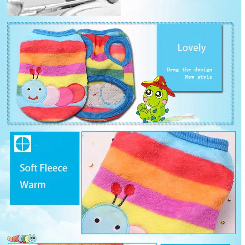 Colorful striped baby socks or slippers with a cute cartoon snail design.