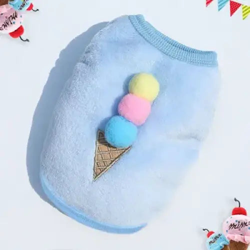 Light blue baby onesie with an ice cream cone design on the front.