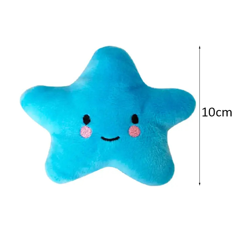 Bright blue plush star with a cute smiling face.