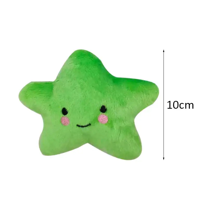 Cute green plush star with a smiling face.