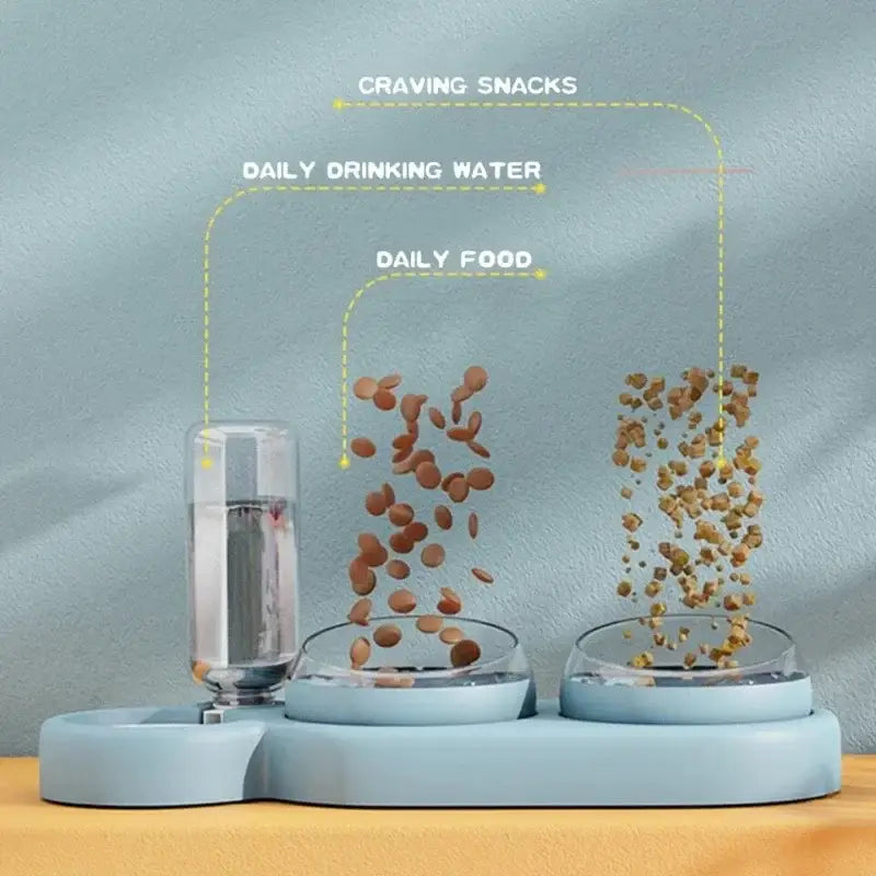 Conceptual illustration comparing daily water intake to food and snack consumption using glass containers and floating food items.