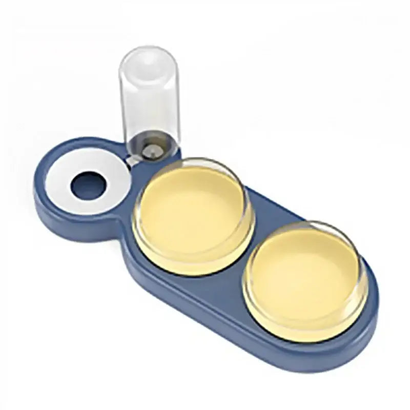 Contact lens case with a suction tool attached.