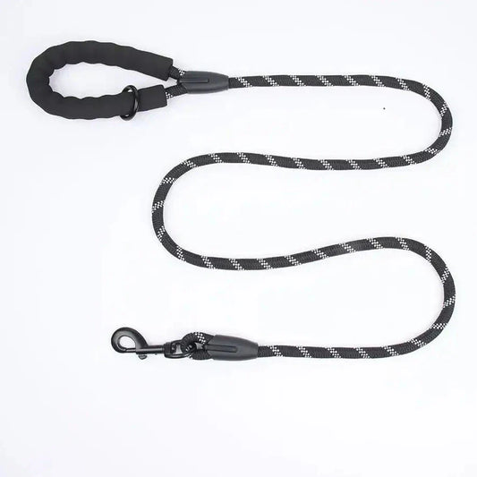 Dog leash with a braided rope design and padded handle, measuring 59 inches in length.