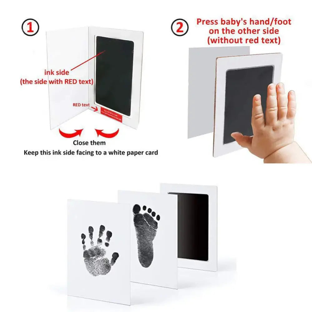 Inkless baby handprint and footprint kit for creating keepsake impressions.