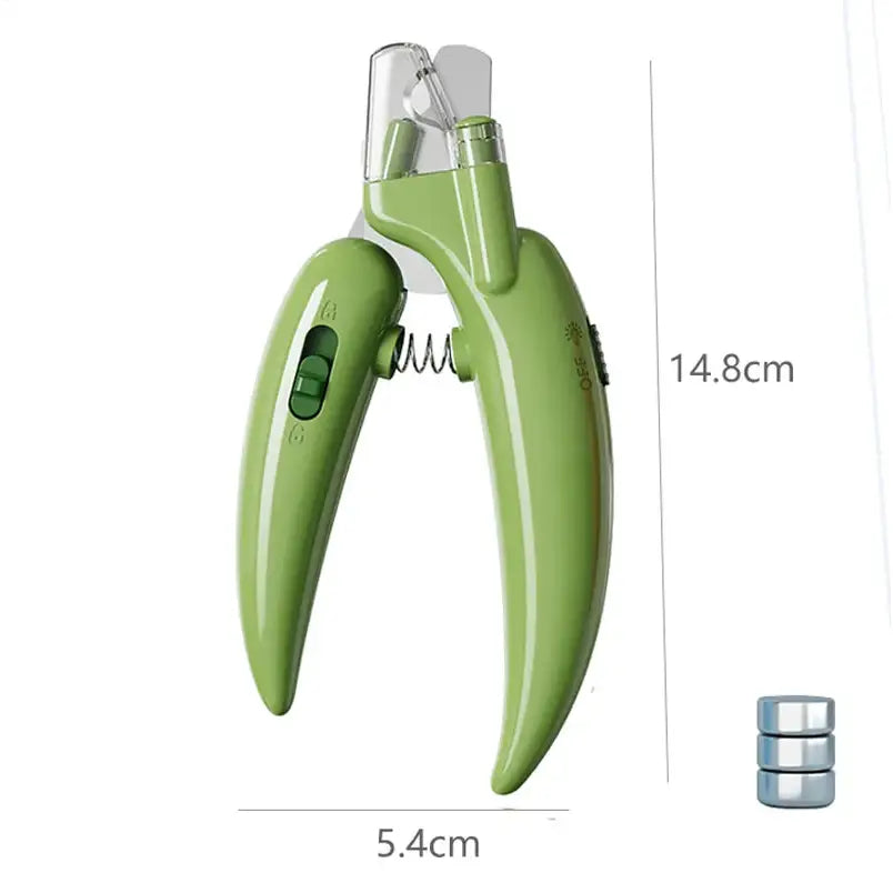 Green plastic nail clippers with a built-in nail file.