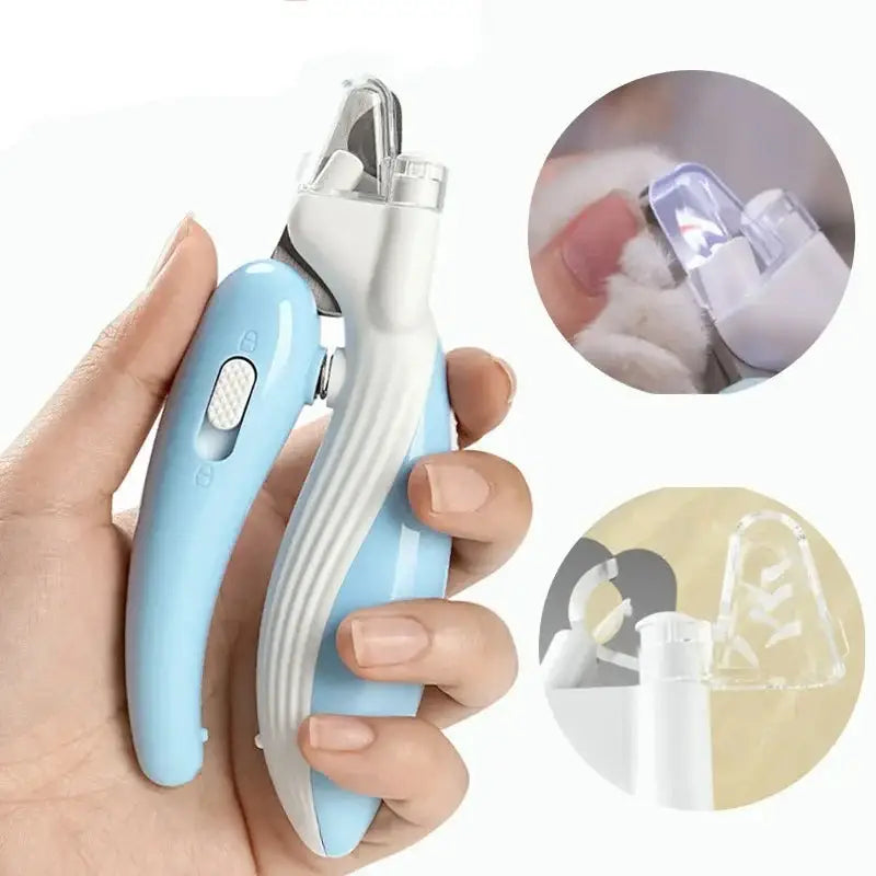 Pet nail trimmer with built-in LED light for grooming animals.