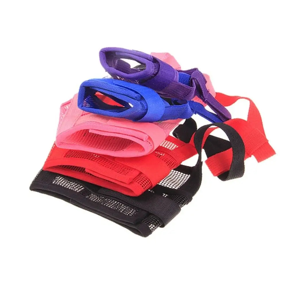 Stack of colorful sports bras or athletic tops.