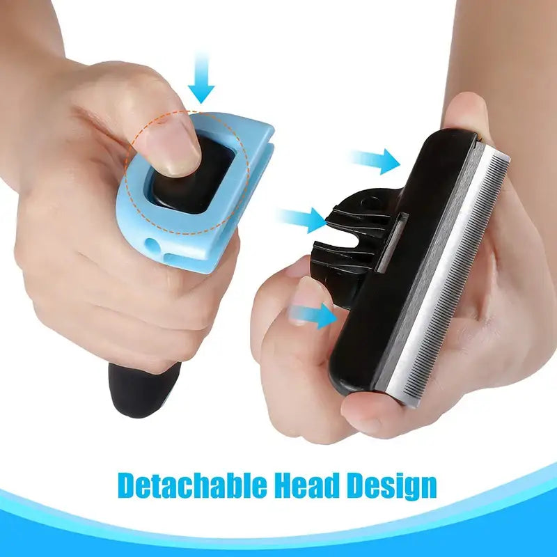 Detachable head razor or shaver with a blue attachment mechanism.