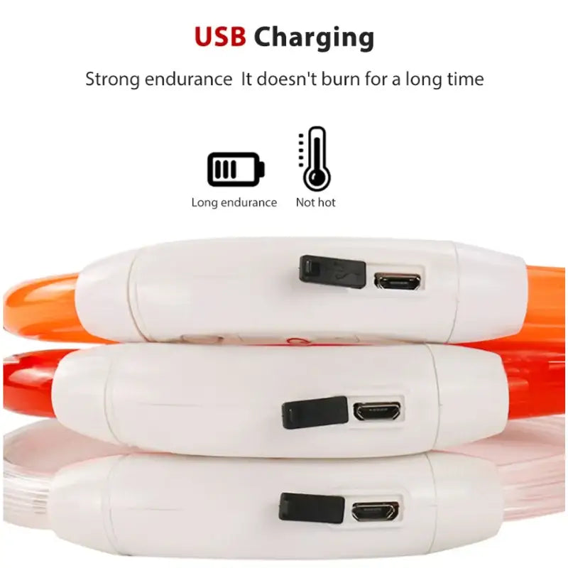 USB-rechargeable electric heating pads or warmers in white, orange, and red colors.