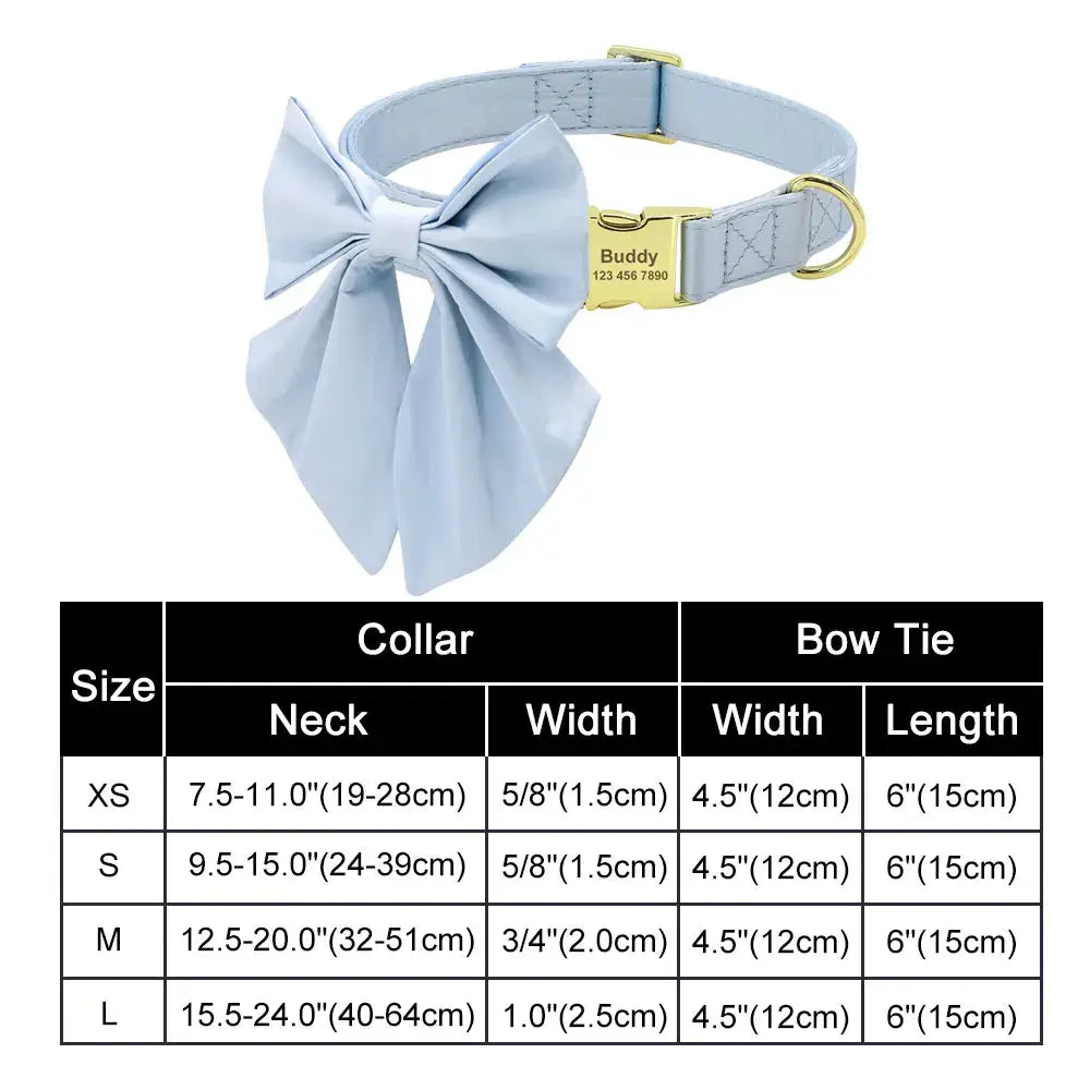 Light blue dog collar with an oversized bow tie attachment.