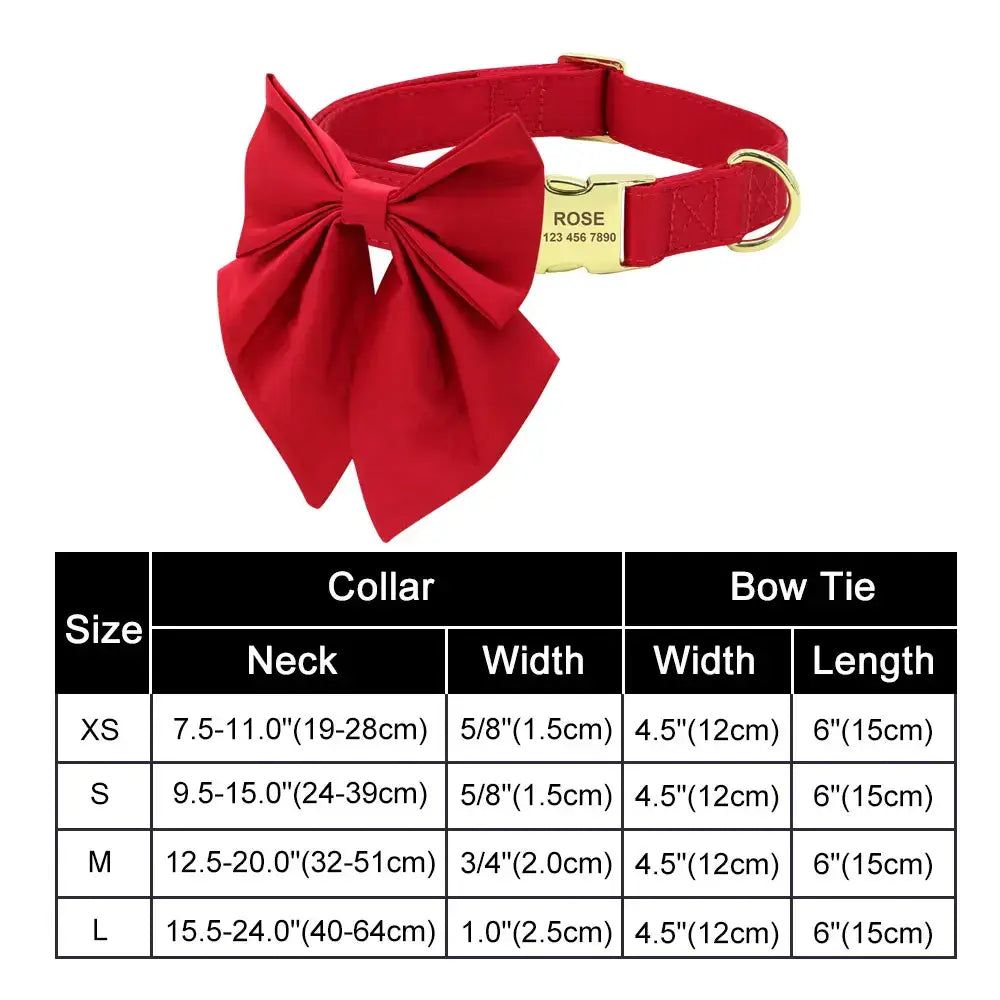 Red dog collar with an oversized bow tie attachment.