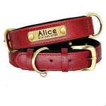 Personalized Leather Dog Collar with Bella Nameplate - Vignette | DoggyElite