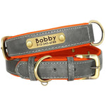 Personalized Leather Dog Collar with Engraved Nameplate - Vignette | DoggyElite