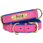 Personalized Leather Dog Collar with Engraved Nameplate - Vignette | DoggyElite