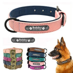 Personalized Pink and Navy Blue Leather Dog Collar - Vignette | DoggyElite