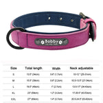 Personalized Pink and Navy Blue Leather Dog Collar - Vignette | DoggyElite