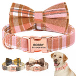 Personalized Plaid Dog Collar with Bow Tie - Vignette | DoggyElite