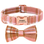 Personalized Plaid Dog Collar with Bow Tie - Vignette | DoggyElite