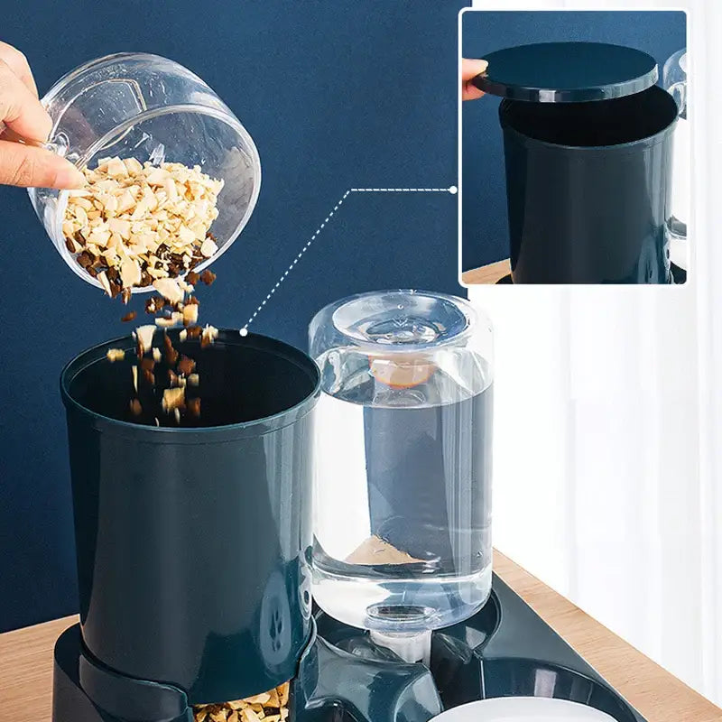 Countertop compost bin with a clear top compartment for adding food scraps.