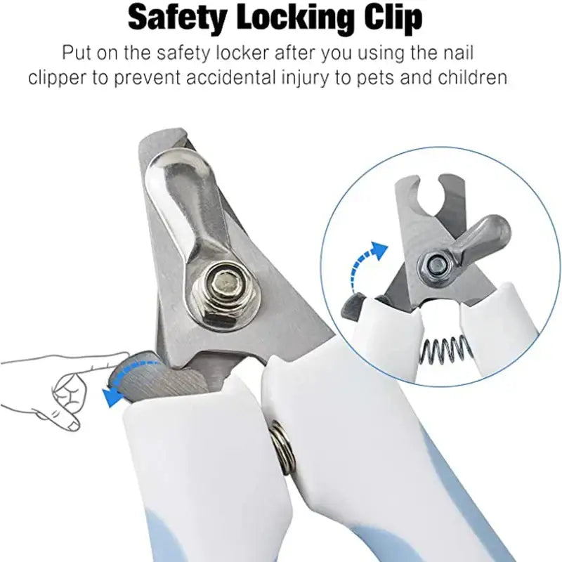 Nail clipper with a safety locking mechanism.