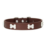 Pink Leather Dog Collar with Bone Studs - Vignette | DoggyElite