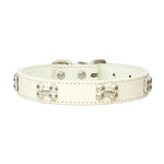 Pink Leather Dog Collar with Bone Studs - Vignette | DoggyElite