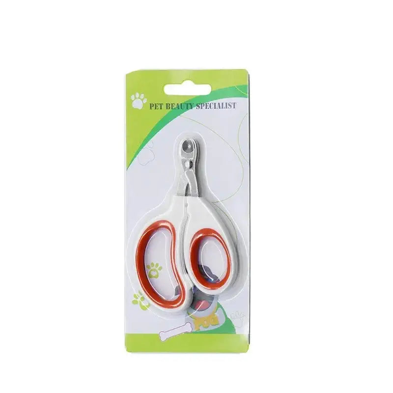 Pet nail clippers with red handles packaged on a retail card.