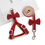 Red and White Dog Harness and Leash Set - Vignette | DoggyElite