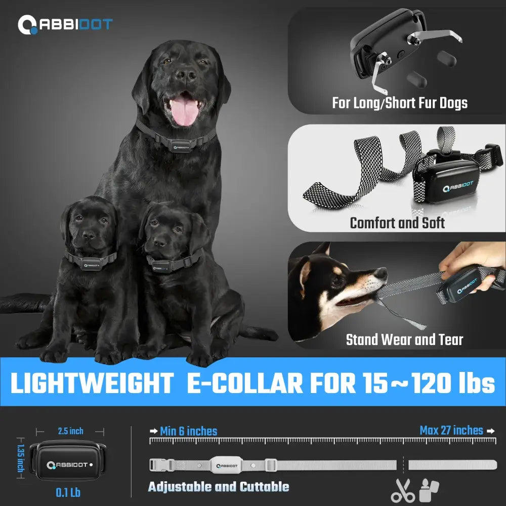 Lightweight electronic dog collar for dogs weighing 15-120 lbs.