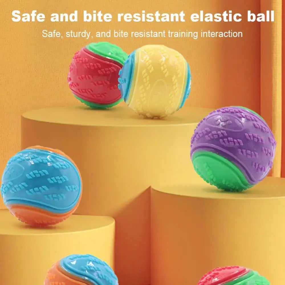 Colorful, textured rubber balls designed for safe pet training and play.