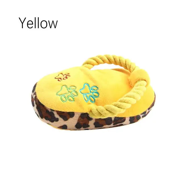 Yellow pet bed with rope edges and a leopard print base.