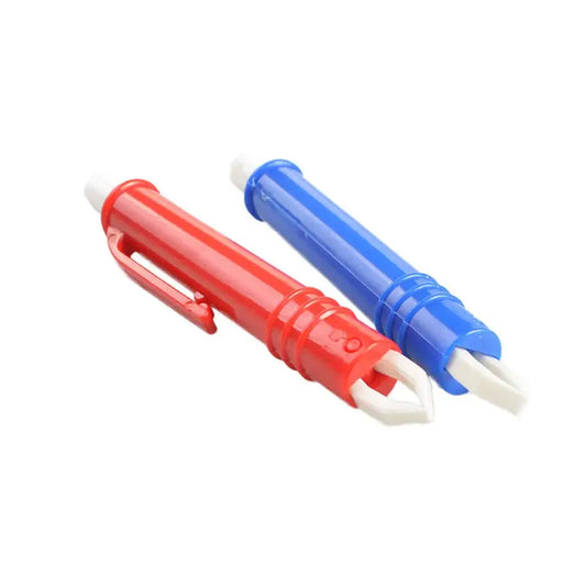 Two plastic wire strippers or cable cutters in red and blue colors.