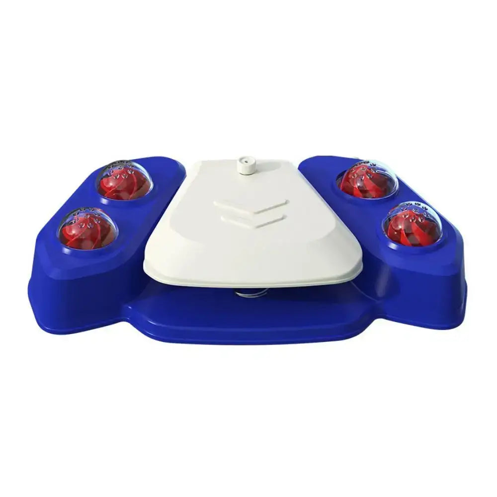 Foot massager device with blue base and red massage nodes.