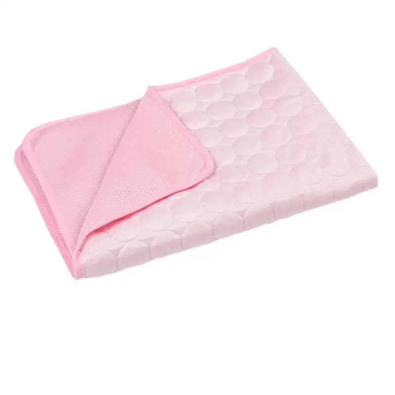 Pink and white waterproof bed pad or incontinence sheet.