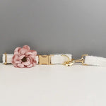 White Cotton Leash and Pink Flower Harness - Vignette | DoggyElite