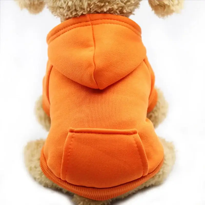 Bright orange hoodie-style sweatshirt for a small pet or stuffed animal.