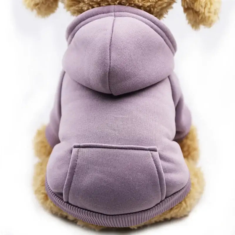 Lavender hoodie-style sweater for a small dog or pet.