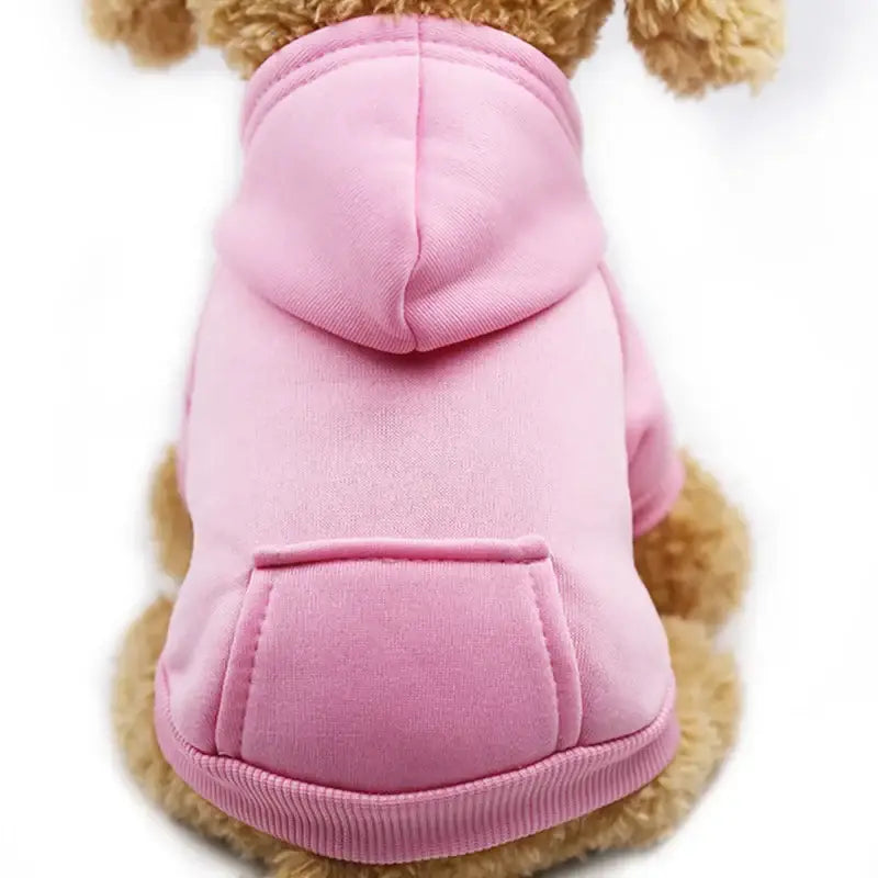 Pink hooded sweatshirt for a dog or small pet.