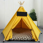 Yellow Teepee Pet Tent with Floor Cushion - Vignette | DoggyElite